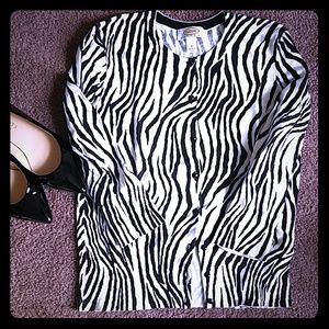 TALBOTS Zebra Print Charming Cardigan